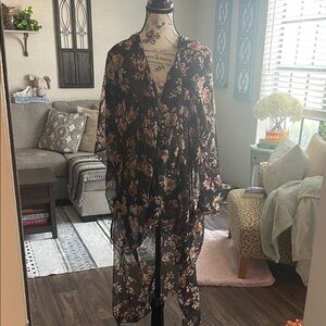 Floral Black Sheer Women's Top